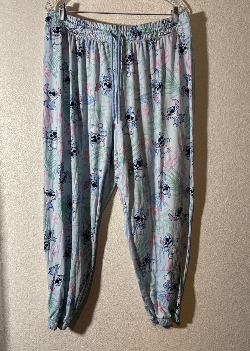 Disney Women Size 2X Stitch Pull-On Drawstring Elastic Waist & Ankle Sleep Pants